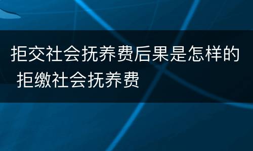 拒交社会抚养费后果是怎样的 拒缴社会抚养费