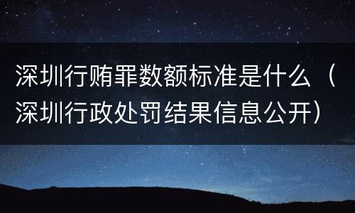 深圳行贿罪数额标准是什么（深圳行政处罚结果信息公开）