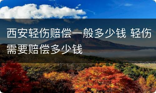 西安轻伤赔偿一般多少钱 轻伤需要赔偿多少钱