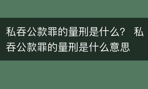 私吞公款罪的量刑是什么？ 私吞公款罪的量刑是什么意思