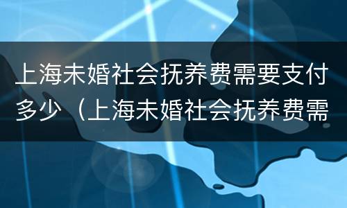 上海未婚社会抚养费需要支付多少（上海未婚社会抚养费需要支付多少费用）