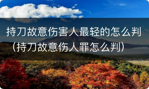 持刀故意伤害人最轻的怎么判（持刀故意伤人罪怎么判）