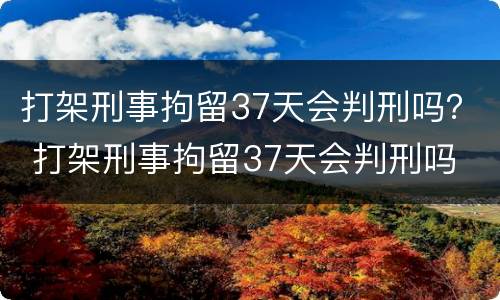 打架刑事拘留37天会判刑吗？ 打架刑事拘留37天会判刑吗
