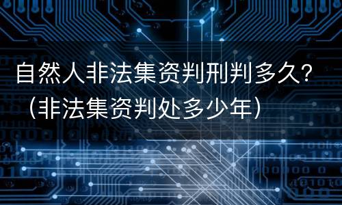 自然人非法集资判刑判多久？（非法集资判处多少年）