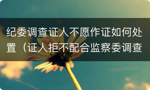 纪委调查证人不愿作证如何处置（证人拒不配合监察委调查取证）