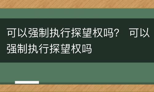 可以强制执行探望权吗？ 可以强制执行探望权吗