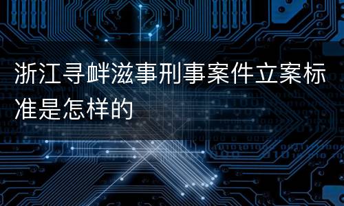 浙江寻衅滋事刑事案件立案标准是怎样的