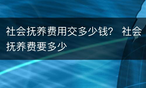 社会抚养费用交多少钱？ 社会抚养费要多少