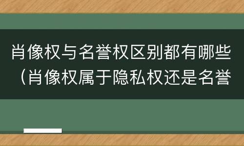 肖像权与名誉权区别都有哪些（肖像权属于隐私权还是名誉权）