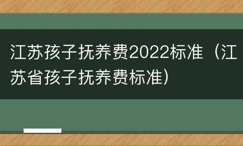 江苏孩子抚养费2022标准（江苏省孩子抚养费标准）