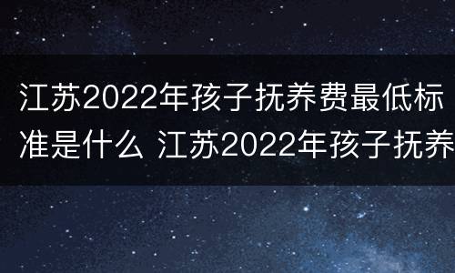 江苏2022年孩子抚养费最低标准是什么 江苏2022年孩子抚养费最低标准是什么呢