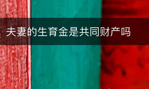 夫妻的生育金是共同财产吗