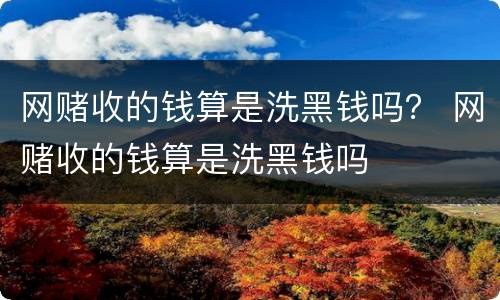 网赌收的钱算是洗黑钱吗？ 网赌收的钱算是洗黑钱吗