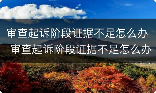 审查起诉阶段证据不足怎么办 审查起诉阶段证据不足怎么办理