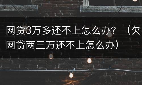 网贷3万多还不上怎么办？（欠网贷两三万还不上怎么办）