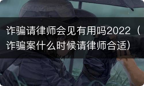 诈骗请律师会见有用吗2022（诈骗案什么时候请律师合适）
