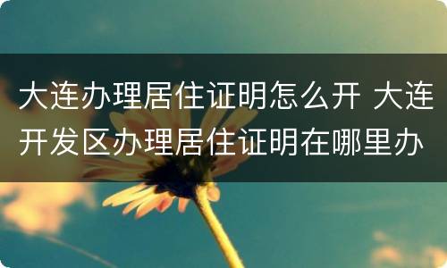 大连办理居住证明怎么开 大连开发区办理居住证明在哪里办