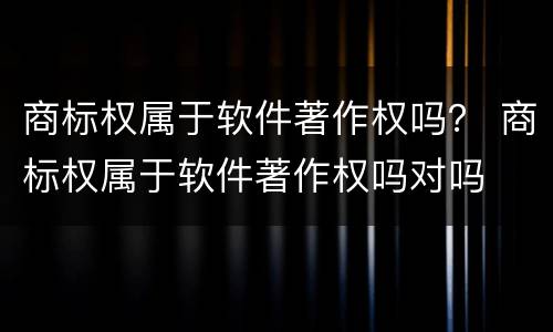 商标权属于软件著作权吗？ 商标权属于软件著作权吗对吗