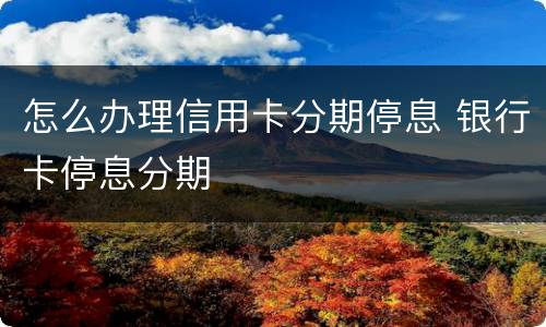 怎么办理信用卡分期停息 银行卡停息分期