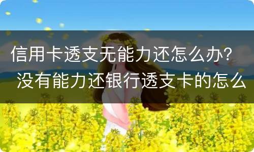 信用卡透支无能力还怎么办？ 没有能力还银行透支卡的怎么办