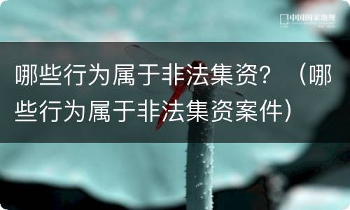 哪些行为属于非法集资？（哪些行为属于非法集资案件）