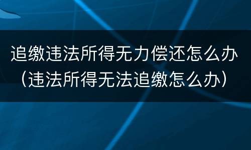 追缴违法所得无力偿还怎么办（违法所得无法追缴怎么办）