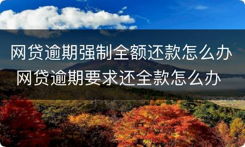 网贷逾期强制全额还款怎么办 网贷逾期要求还全款怎么办