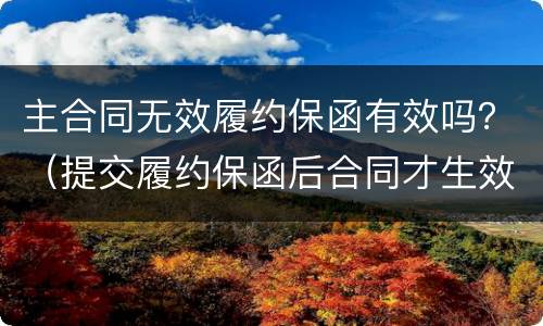 主合同无效履约保函有效吗？（提交履约保函后合同才生效）