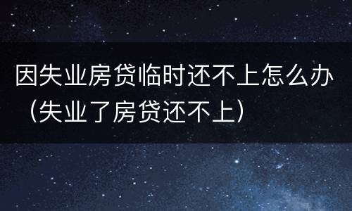 因失业房贷临时还不上怎么办（失业了房贷还不上）