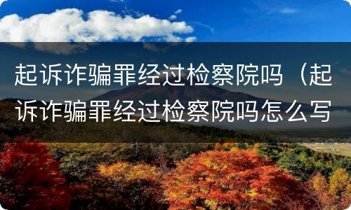 起诉诈骗罪经过检察院吗（起诉诈骗罪经过检察院吗怎么写）