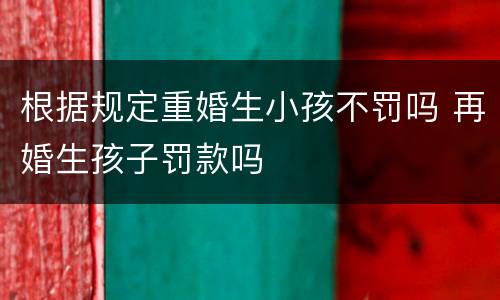 根据规定重婚生小孩不罚吗 再婚生孩子罚款吗