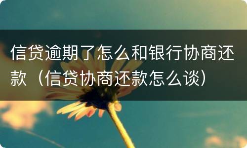 信贷逾期了怎么和银行协商还款（信贷协商还款怎么谈）