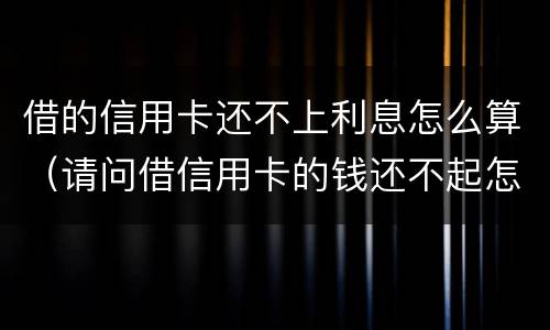 借的信用卡还不上利息怎么算（请问借信用卡的钱还不起怎么办?）