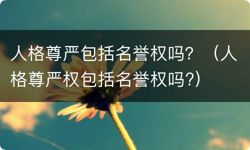 人格尊严包括名誉权吗？（人格尊严权包括名誉权吗?）
