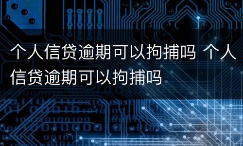 个人信贷逾期可以拘捕吗 个人信贷逾期可以拘捕吗