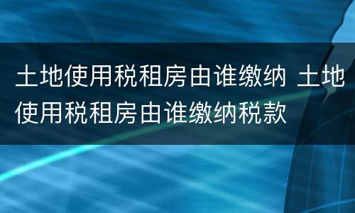 土地使用税租房由谁缴纳 土地使用税租房由谁缴纳税款