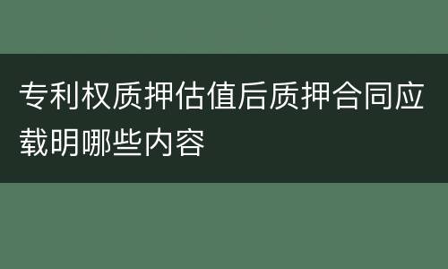 专利权质押估值后质押合同应载明哪些内容