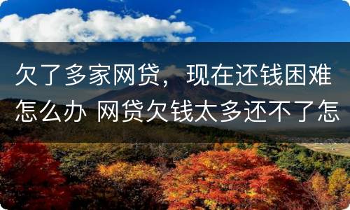 欠了多家网贷，现在还钱困难怎么办 网贷欠钱太多还不了怎么办