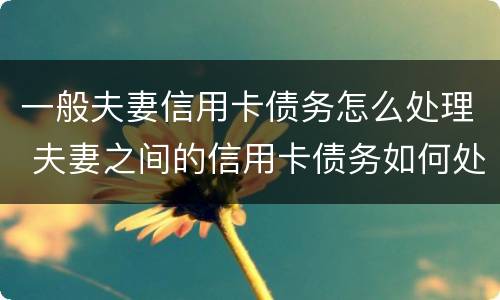一般夫妻信用卡债务怎么处理 夫妻之间的信用卡债务如何处理