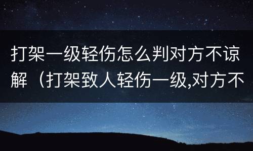 打架一级轻伤怎么判对方不谅解（打架致人轻伤一级,对方不和解）