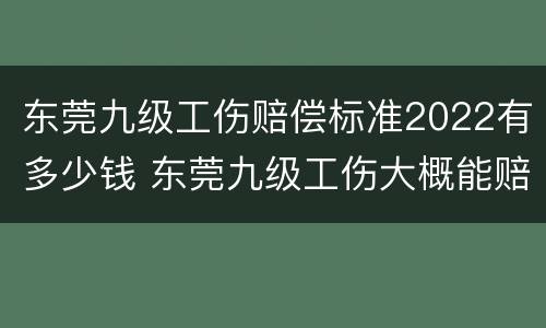 东莞九级工伤赔偿标准2022有多少钱 东莞九级工伤大概能赔多少钱