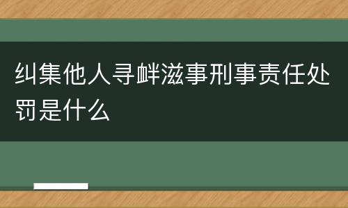 纠集他人寻衅滋事刑事责任处罚是什么