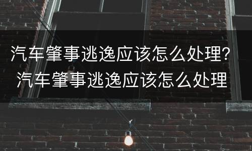 汽车肇事逃逸应该怎么处理？ 汽车肇事逃逸应该怎么处理
