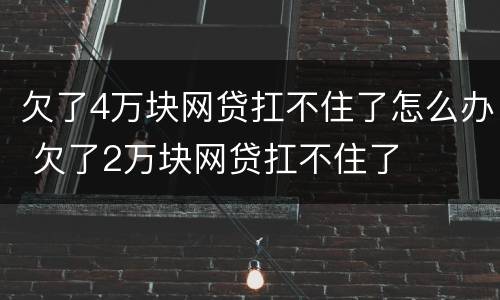 欠了4万块网贷扛不住了怎么办 欠了2万块网贷扛不住了