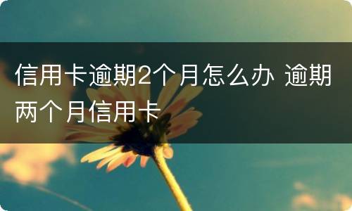 信用卡逾期2个月怎么办 逾期两个月信用卡