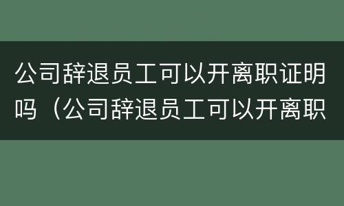 公司辞退员工可以开离职证明吗（公司辞退员工可以开离职证明吗合法吗）