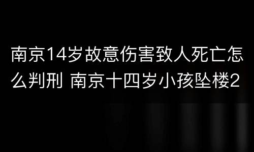南京14岁故意伤害致人死亡怎么判刑 南京十四岁小孩坠楼2021