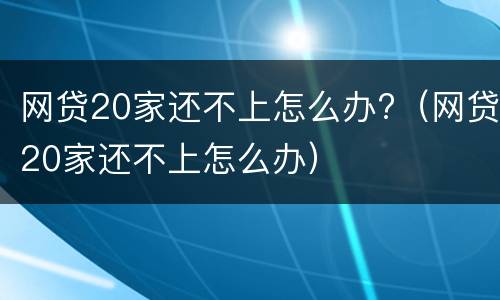 网贷20家还不上怎么办?（网贷20家还不上怎么办）