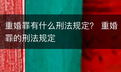 重婚罪有什么刑法规定？ 重婚罪的刑法规定