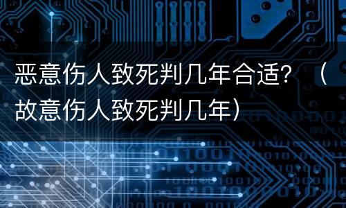 恶意伤人致死判几年合适？（故意伤人致死判几年）